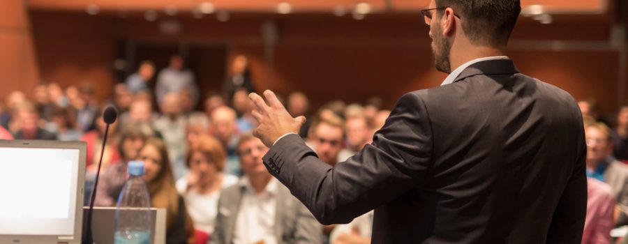 Speaker,Giving,A,Talk,On,Corporate,Business,Conference.,Audience,At